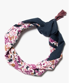 foulard file a message avec motifs fleuris et pompons rose standardQ098901_1