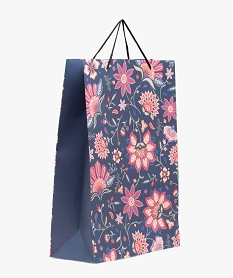 sac cadeau a motifs fleuris femme en papier recycle bleuQ108001_1