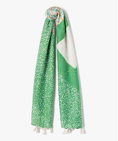 foulard femme a motifs fleuris et touches pailletees vert autres accessoiresQ117801_1