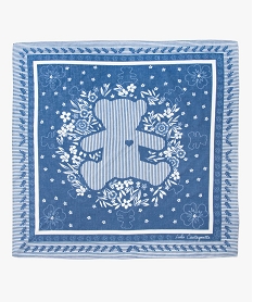 foulard fille bicolore avec motifs fleuris - lulucastagnette bleu standardQ894901_3
