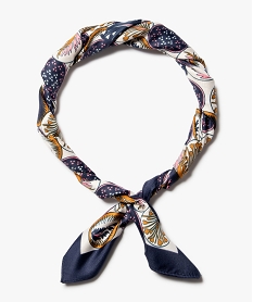 foulard femme carre petit format en satin imprime bleu standard autres accessoiresR860201_1