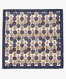 foulard femme carre petit format en satin imprime bleu standard autres accessoiresR860201_3