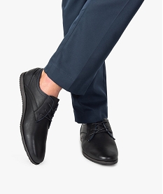 derbies homme unis avec surpiqures contrastees noir vif chaussures de villeU011301_1