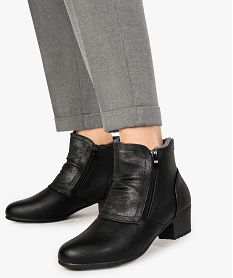 GEMO Boots femme confort à talon avec doublure douce noir standard