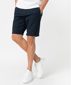 bermuda homme en toile extensible 5 poches coupe chino bleu shorts et bermudasU026501_1