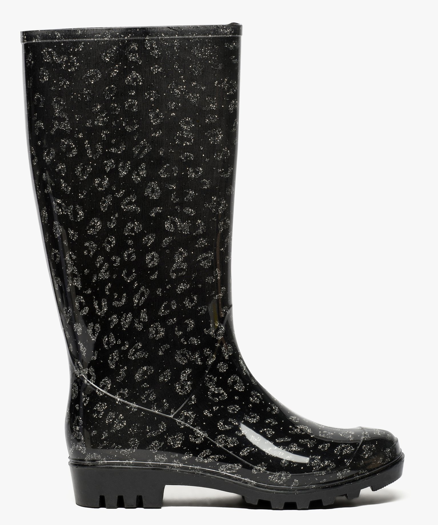 Gemo chaussures bottes de pluie a motifs pailletes noir standard femme GEMO