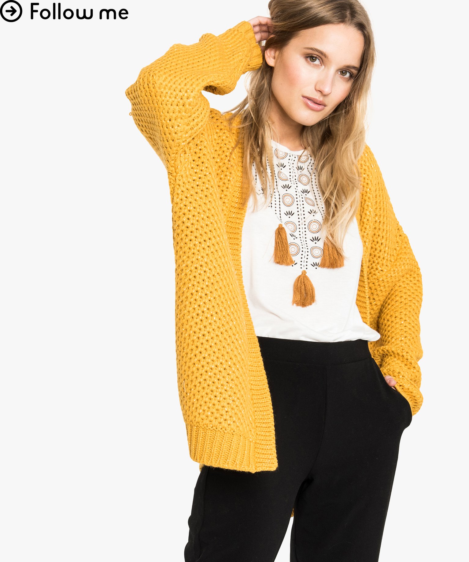 gilet maille jaune moutarde