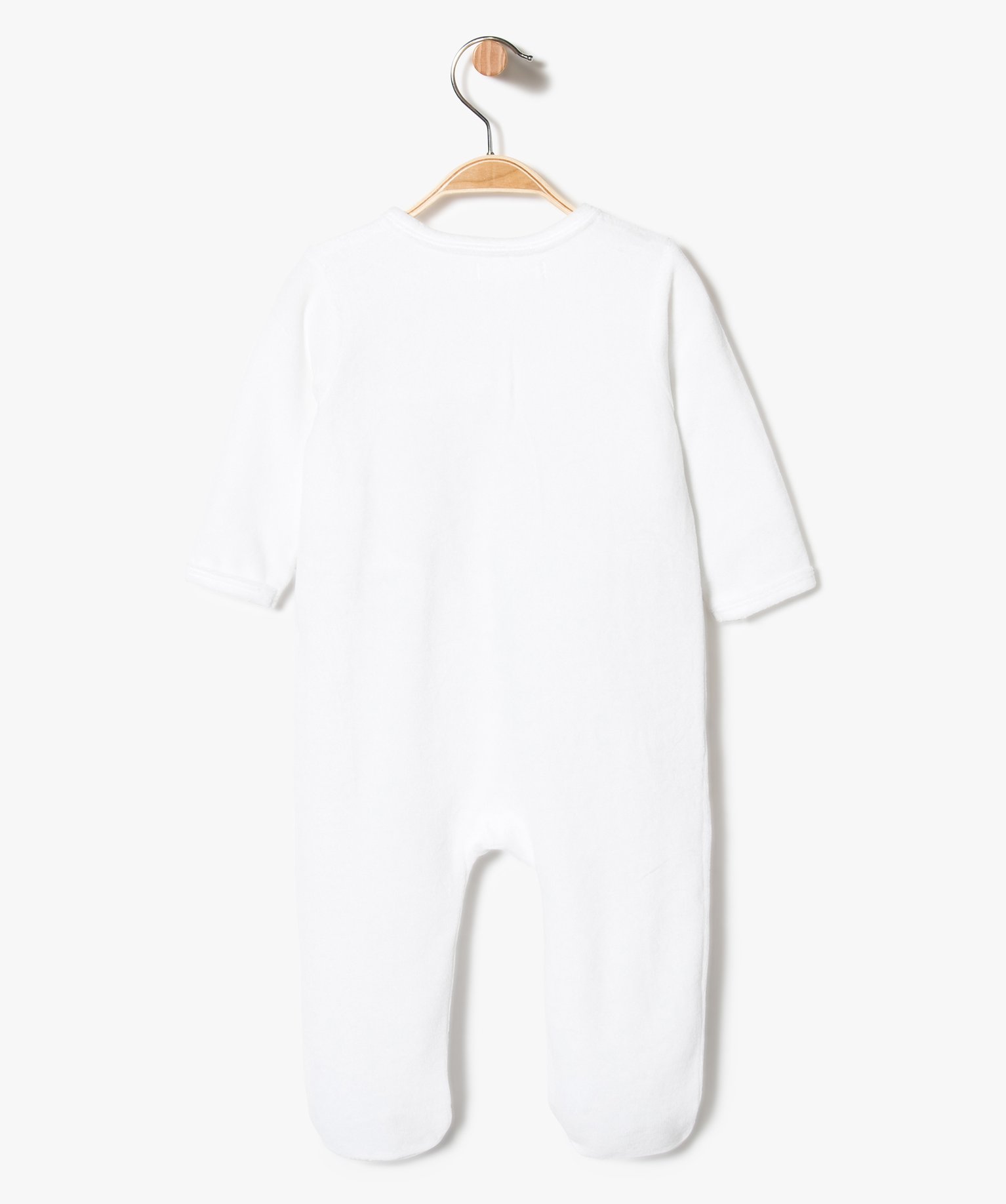 Gemo Vetements Garcon Pyjama Bebe En Velours Ras Avec Ouverture Avant Et Motif Ourson Blanc Bebe Gemo