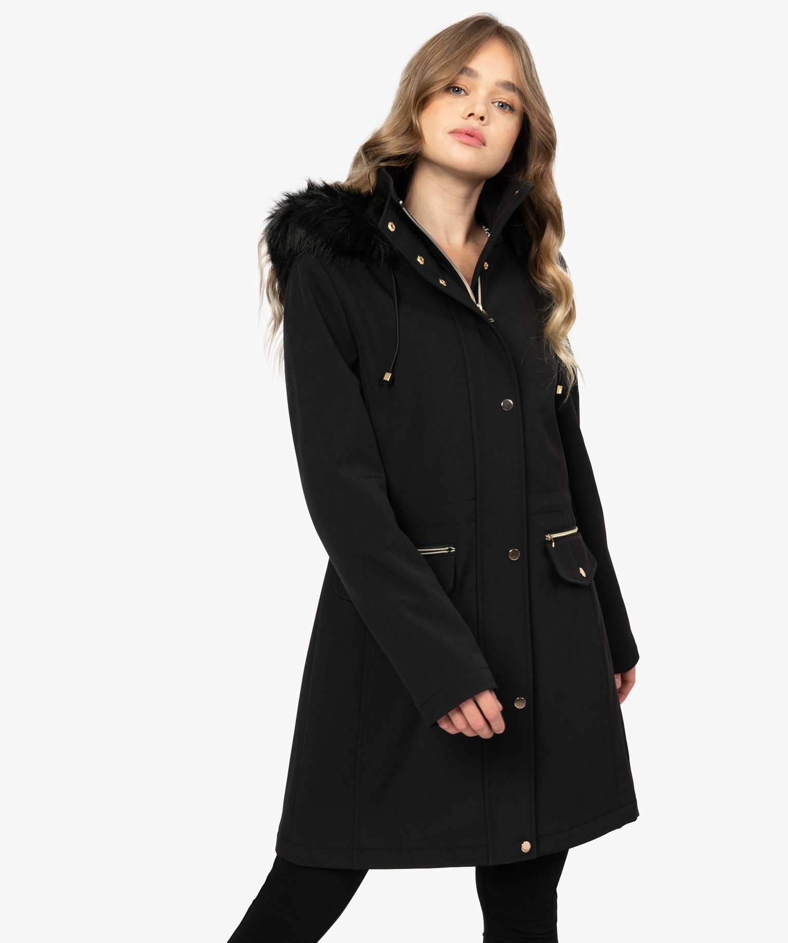 manteau ajusté femme noir