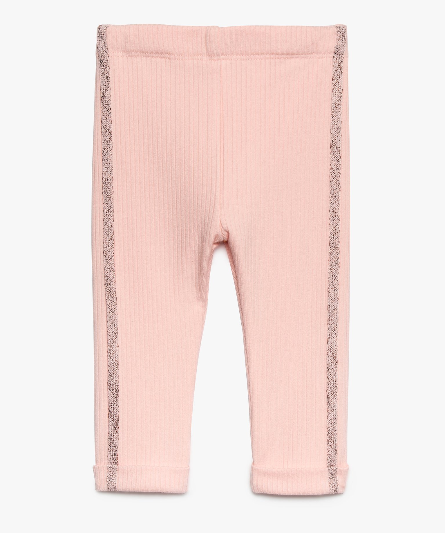 Gemo Vetements Fille Leggings Bebe Fille Avec Lisere Paillete Sur Les Cotes Rose Leggings Bebe Gemo