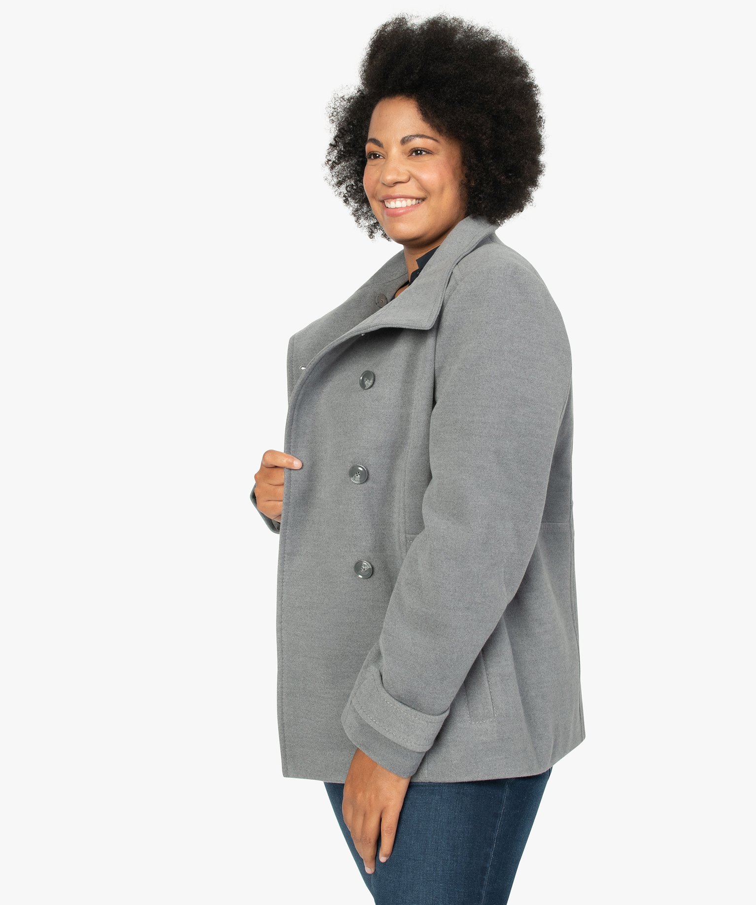 manteau court femme gris