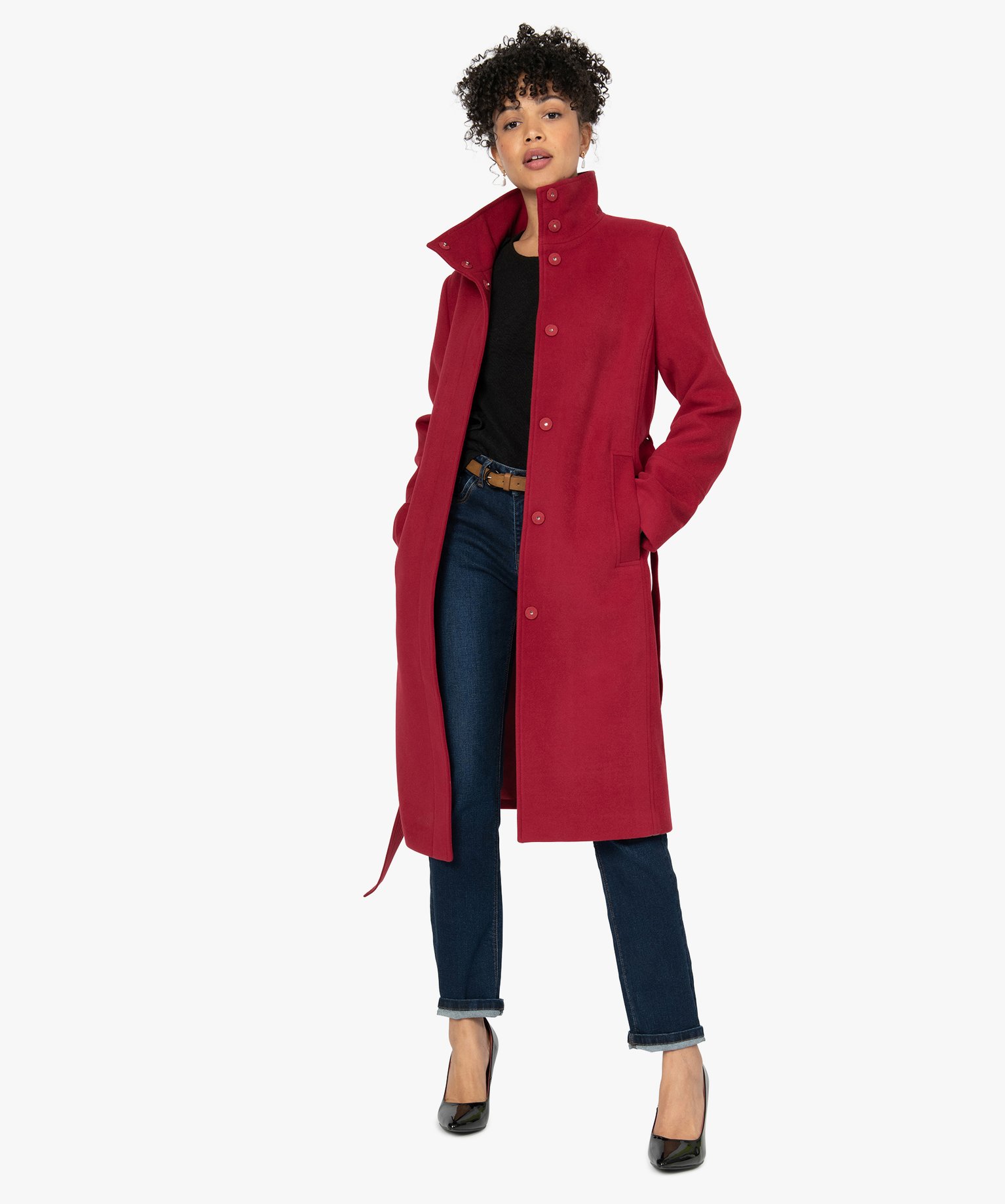 manteau femme rouge et noir
