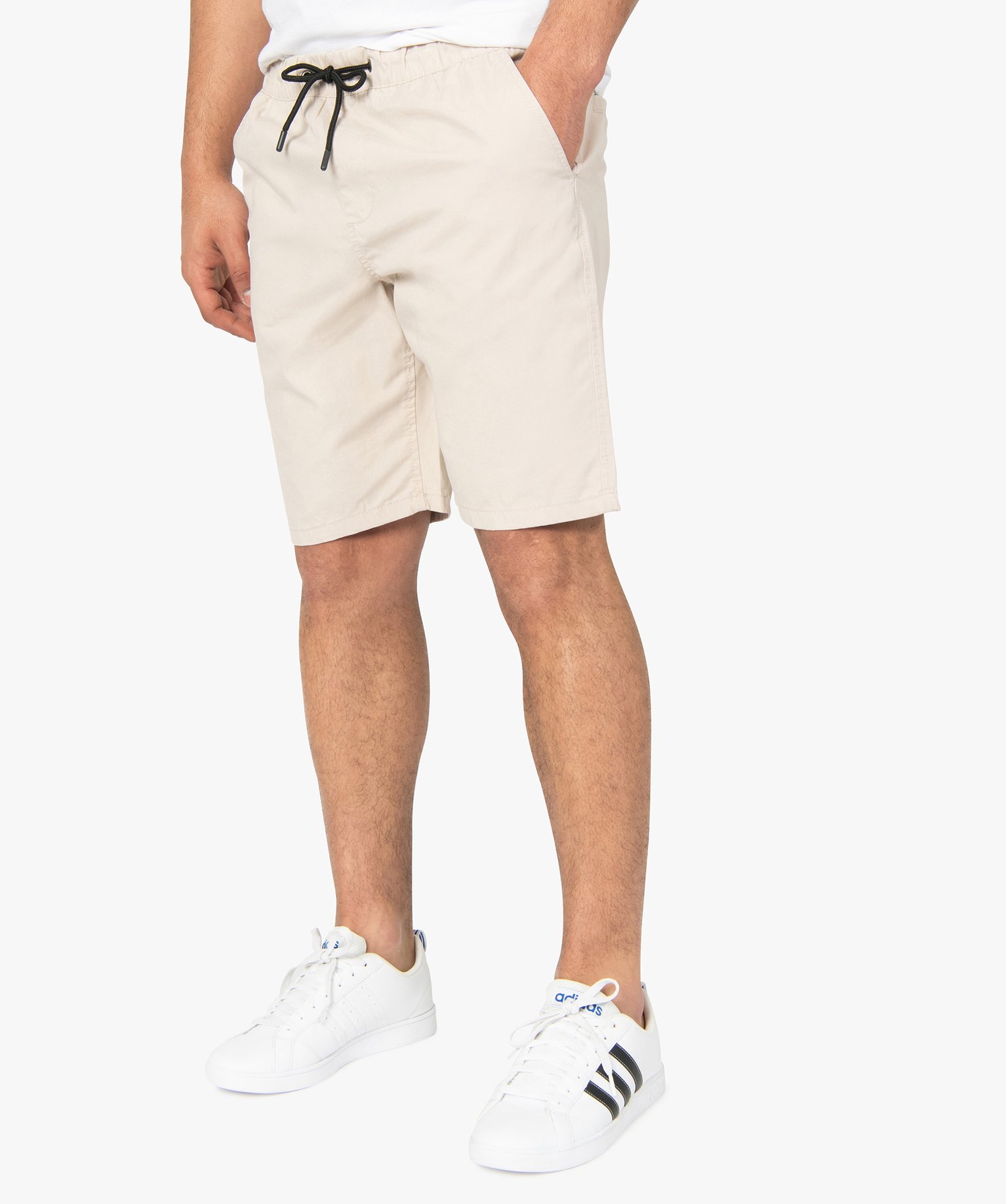 Gemo vetements bermuda homme en toile a taille elastiquee beige