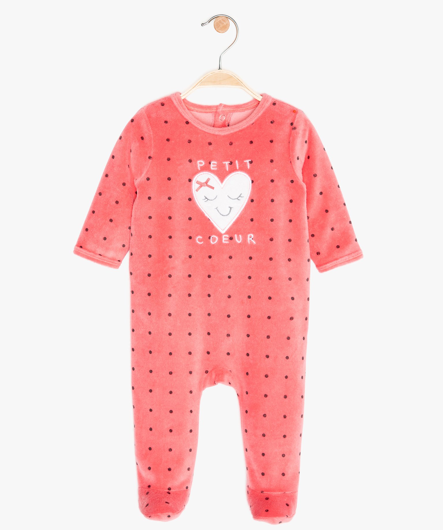 Gemo Vetements Fille Pyjama Bebe En Velours A Pois Rose Bebe Gemo