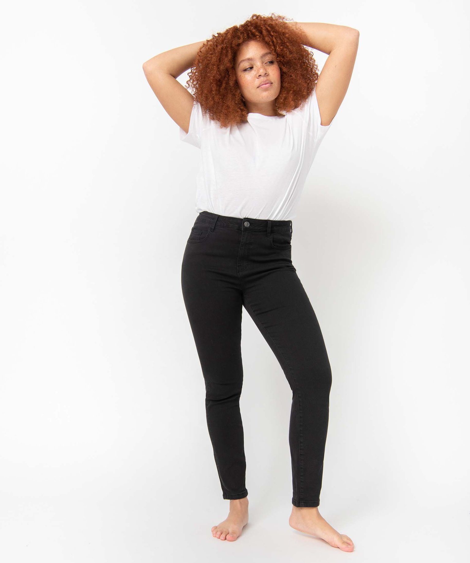 Pantalon fuseau femme uni noir