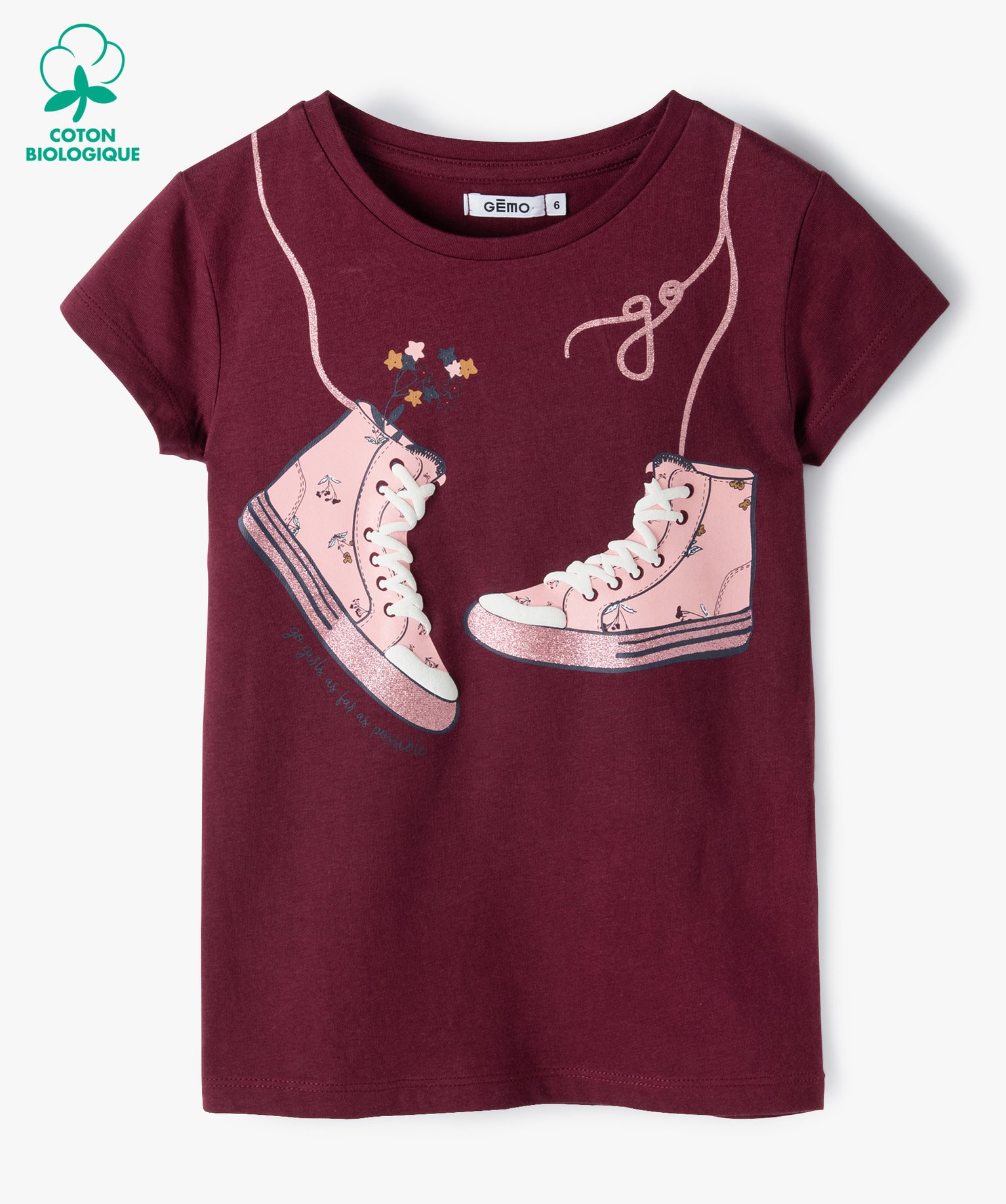 Gemo vetements tee shirt fille avec motifs girly rouge tee shirts