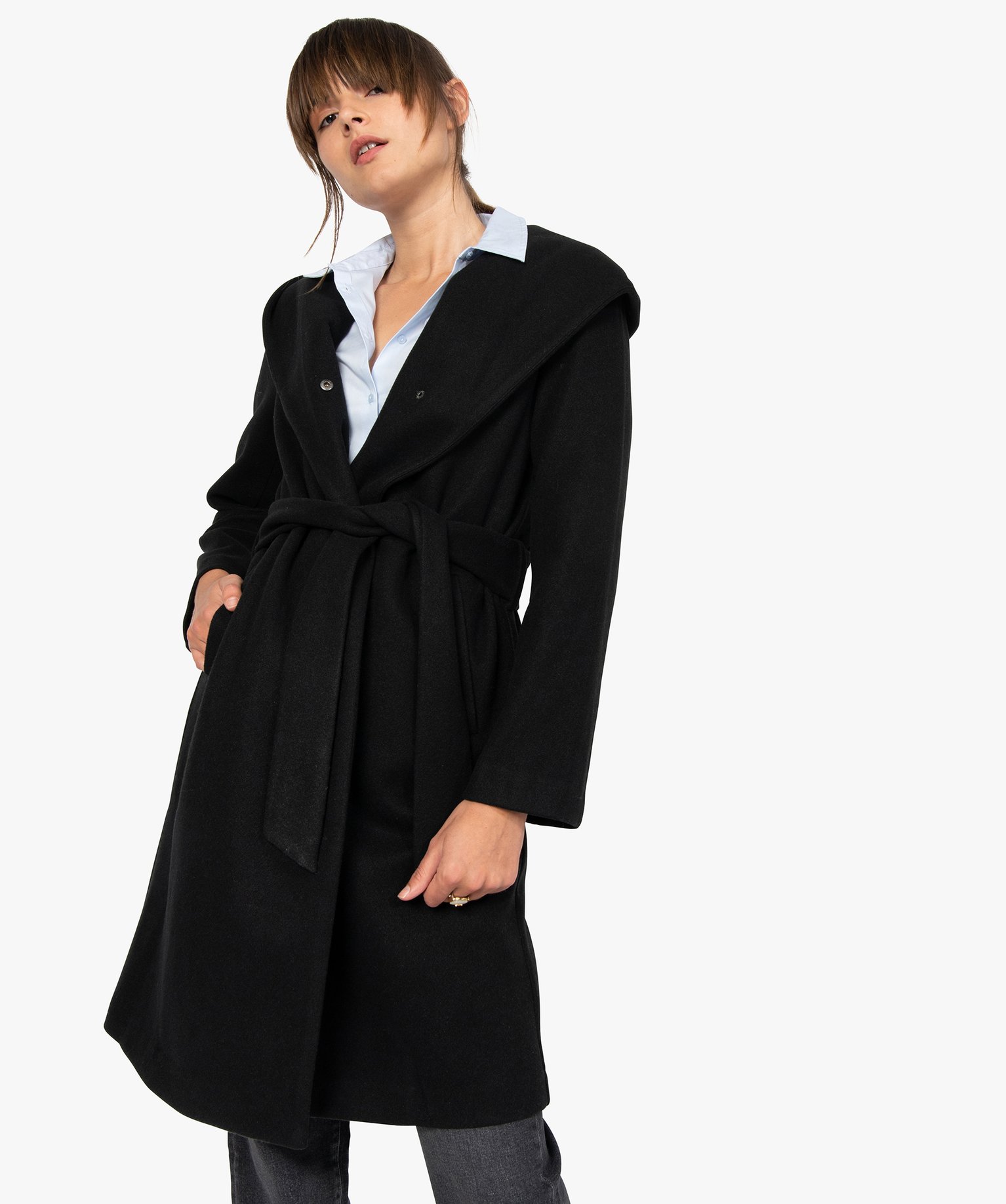 manteau col capuche femme