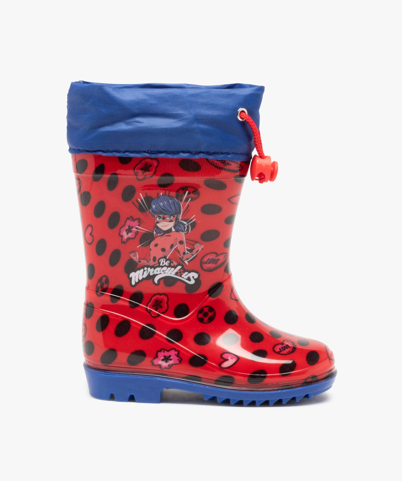 Gemo chaussures bottes de pluie fille a col ajustable miraculous rouge standard fille GEMO