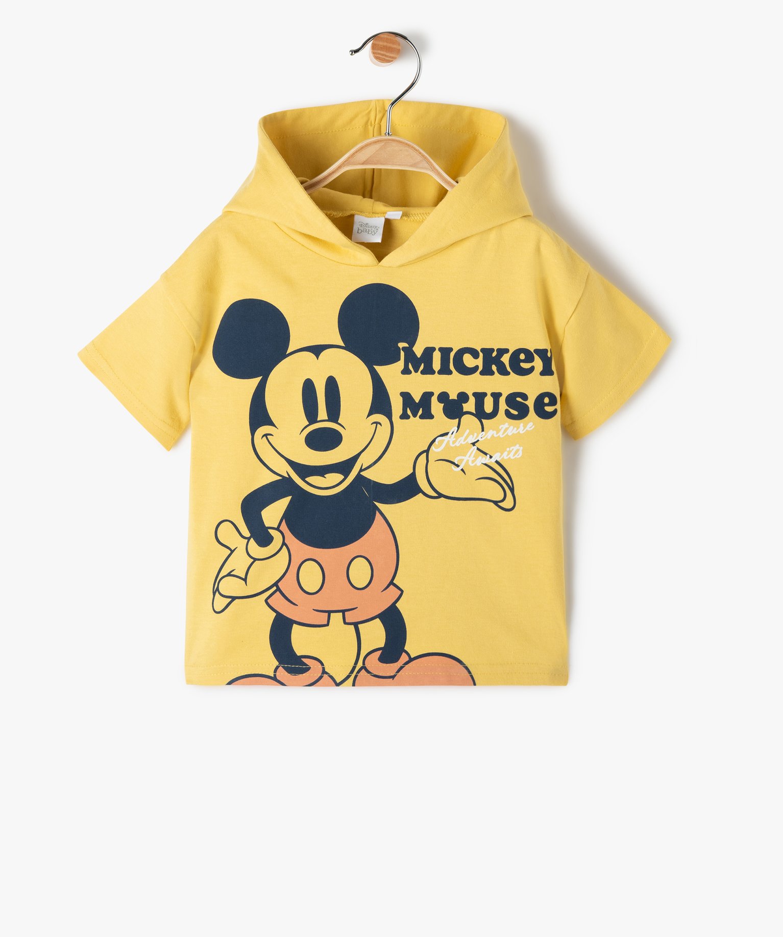 Gemo Vetements Garcon Tee Shirt Bebe Garcon A Capuche Avec Motif Mickey Disney Jaune Bebe Gemo