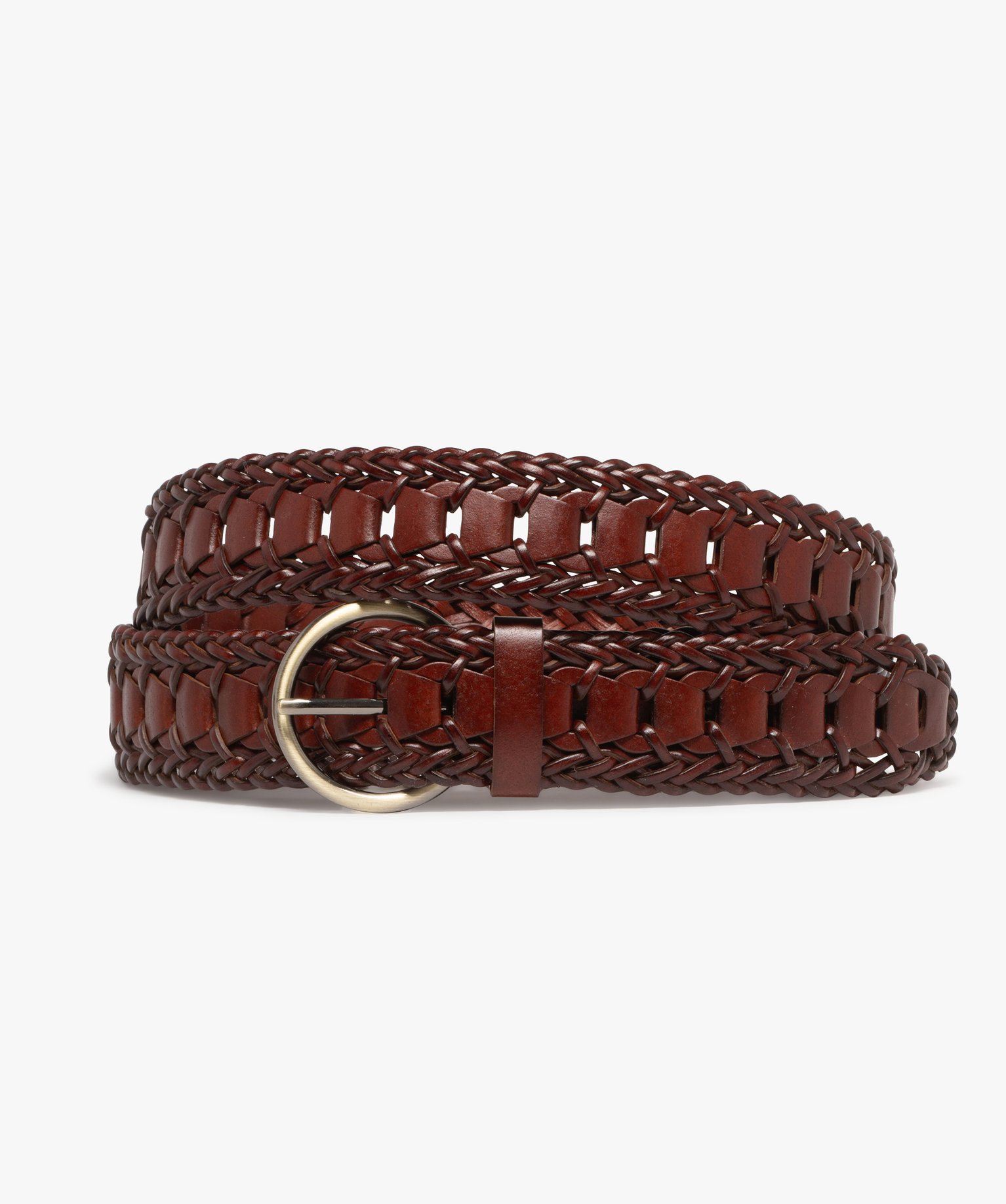 Gemo sacs et accessoires ceinture tressee avec boucle ronde en metal femme marron vif ceintures femme GEMO