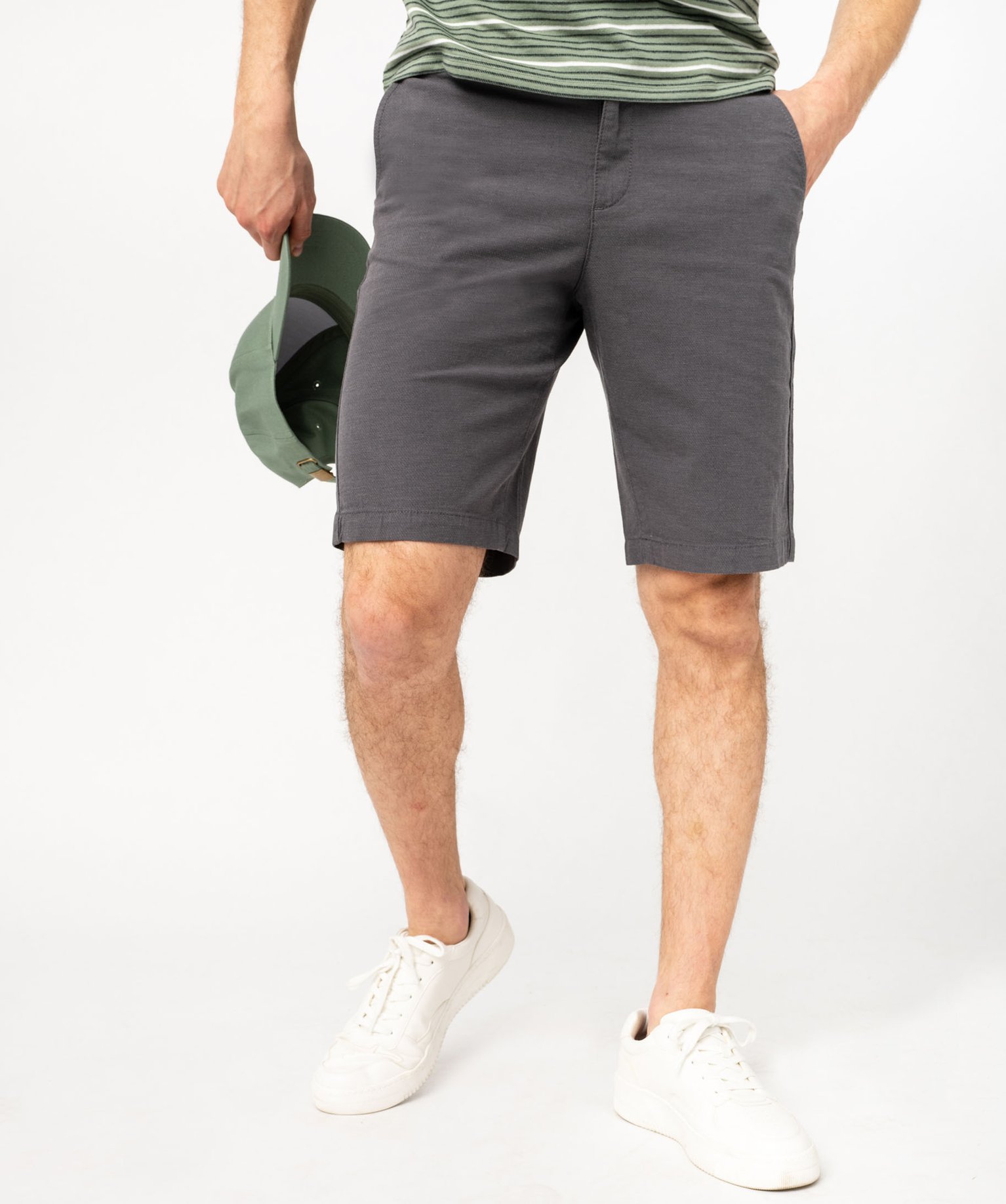 Gemo vetements bermuda chino en twill de coton stretch homme gris shorts et bermudas homme GEMO