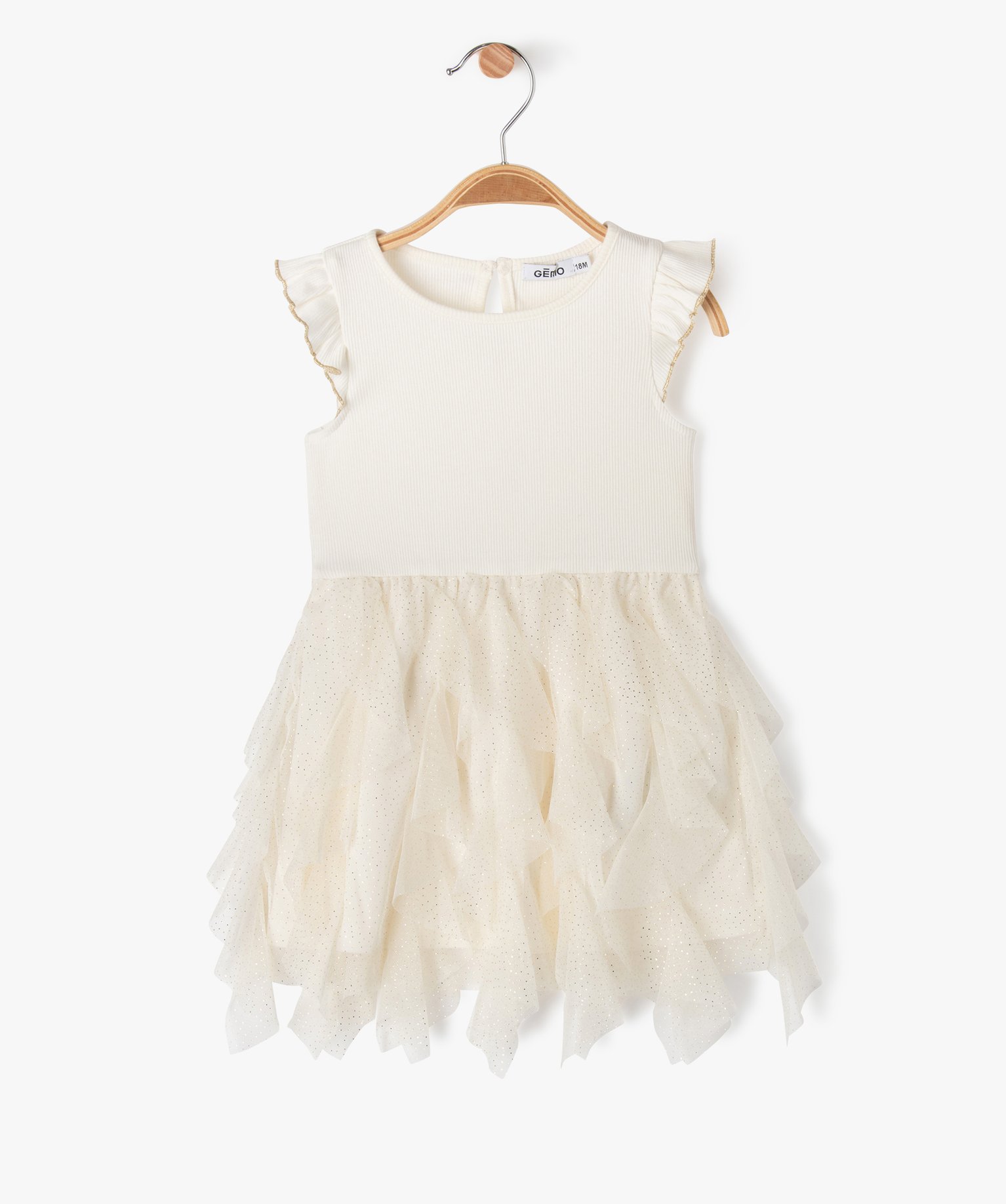 Gemo vetements fille robe de ceremonie avec jupe en tulle paillete bebe fille beige robes bebe GEMO